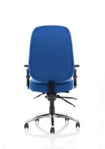 Barcelona Deluxe High Back Task Operator Office Chair with Arms in Sumptuous Blue Fabric - Rogey