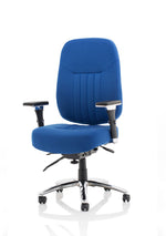 Barcelona Deluxe High Back Task Operator Office Chair with Arms in Sumptuous Blue Fabric - Rogey