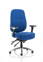 Barcelona Deluxe High Back Task Operator Office Chair with Arms in Sumptuous Blue Fabric - Rogey