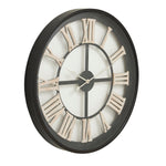 Black Framed Skeleton Clock With White Roman Numerals - Rogey