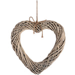 Brown Large Wicker Hanging Heart with Rope Detail - Rogey