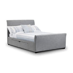 Capri Fabric Bed With Drawers Light Grey 135cm - Rogey