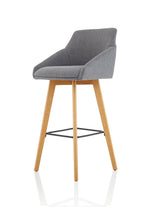 Carmen Grey Fabric Wooden Leg High Stool Chair - Rogey