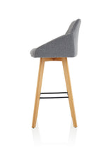 Carmen Grey Fabric Wooden Leg High Stool Chair - Rogey