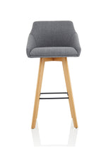 Carmen Grey Fabric Wooden Leg High Stool Chair - Rogey