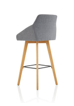 Carmen Grey Fabric Wooden Leg High Stool Chair - Rogey