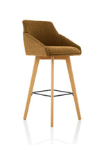 Carmen Grey Fabric Wooden Leg High Stool Chair - Rogey