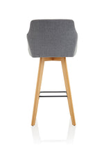 Carmen Grey Fabric Wooden Leg High Stool Chair - Rogey