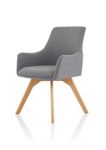 Carmen Grey Fabric Wooden Leg Visitor Chair - Rogey