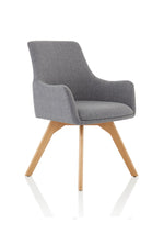 Carmen Grey Fabric Wooden Leg Visitor Chair - Rogey