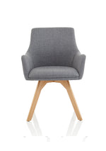 Carmen Grey Fabric Wooden Leg Visitor Chair - Rogey