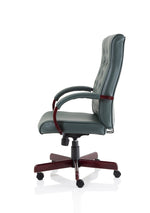 Chesterfield High Back Leather Executive Office Chair with Arms - Rogey