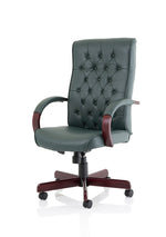 Chesterfield High Back Leather Executive Office Chair with Arms - Rogey