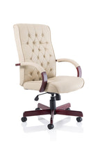 Chesterfield High Back Leather Executive Office Chair with Arms - Rogey