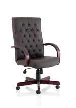 Chesterfield High Back Leather Executive Office Chair with Arms - Rogey