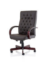 Chesterfield High Back Leather Executive Office Chair with Arms - Rogey