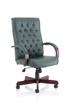 Chesterfield High Back Leather Executive Office Chair with Arms - Rogey