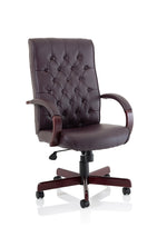 Chesterfield High Back Leather Executive Office Chair with Arms - Rogey