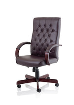 Chesterfield High Back Leather Executive Office Chair with Arms - Rogey