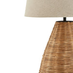 Conical Wicker Table Lamp With Linen Shade - Rogey