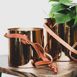 Copper Hanging Planter with Leather Strap D15Cm - Rogey