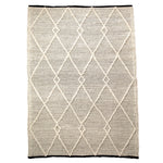 Cream & Black Diamond Pattern Large Wool Rug - 160 x 230cm - Rogey