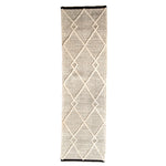 Cream & Black Diamond Pattern Runner Wool Rug (60 x 230cm) - Rogey