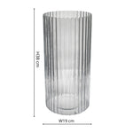 Daphne Ribbed Vase Clear H23CM D15CM - Rogey