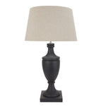 Delaney Grey Pillar Lamp With Linen Shade - Rogey