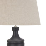 Delaney Grey Pillar Lamp With Linen Shade - Rogey