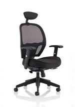 Denver High Mesh Back Black Task Operator Office Chair with Arms - Rogey