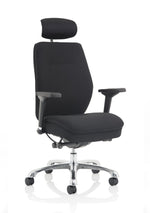 Domino High Back Black Posture Chair with Arms and Headrest - Rogey