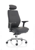 Domino High Back Black Posture Chair with Arms and Headrest - Rogey