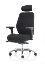 Domino High Back Black Posture Chair with Arms and Headrest - Rogey