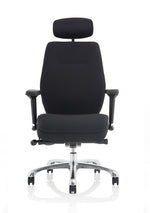 Domino High Back Black Posture Chair with Arms and Headrest - Rogey