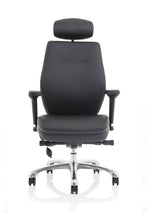 Domino High Back Black Posture Chair with Arms and Headrest - Rogey