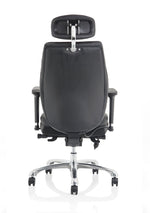 Domino High Back Black Posture Chair with Arms and Headrest - Rogey