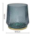 Elm Embossed Candle Holder Soft Blue H20cm - Rogey