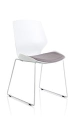 Florence Sled White Frame Fabric Seat Visitor Chair - Rogey