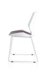 Florence Sled White Frame Fabric Seat Visitor Chair - Rogey