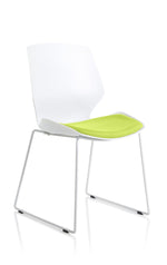 Florence Sled White Frame Fabric Seat Visitor Chair - Rogey