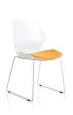 Florence Sled White Frame Fabric Seat Visitor Chair - Rogey