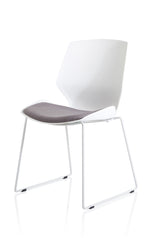 Florence Sled White Frame Fabric Seat Visitor Chair - Rogey