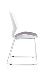 Florence Sled White Frame Fabric Seat Visitor Chair - Rogey