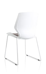 Florence Sled White Frame Fabric Seat Visitor Chair - Rogey