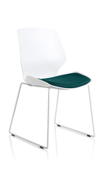 Florence Sled White Frame Fabric Seat Visitor Chair - Rogey