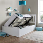 Francis White Wooden Ottoman Bed Single - Rogey