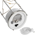 Frosted Grey Glass Lantern with Rope Detail and LED - Rogey