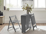 Gatan Small Gateleg Table With 2 Chairs - Grey - Rogey