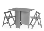 Gatan Small Gateleg Table With 2 Chairs - Grey - Rogey